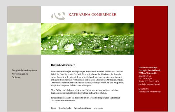 Vorschau von www.tcm-gomeringer.de, Katharina Gomeringer, Praxis für Naturheilverfahren