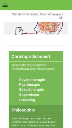 Vorschau der mobilen Webseite www.psycho-praxis-ulm.de, Christoph Schubert