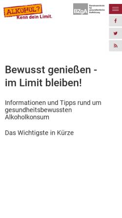 Vorschau der mobilen Webseite www.kenn-dein-limit.de, Alkohol? Kenn dein Limit.