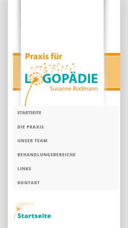 Vorschau der mobilen Webseite www.logopaedie-bodmann.de, Praxis für Logopädie Susanne Bodmann