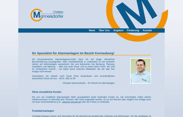 Vorschau von www.mannersdorfer.com, Alarmanlagen Mannersdorfer Korneuburg