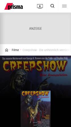 Vorschau der mobilen Webseite www.prisma.de, Prisma TV-Guide - Creepshow - Die unheimlich verrückte Geisterstunde
