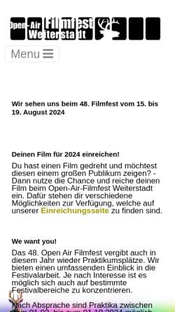 Vorschau der mobilen Webseite filmfest-weiterstadt.de, Open-Air Filmfest Weiterstadt
