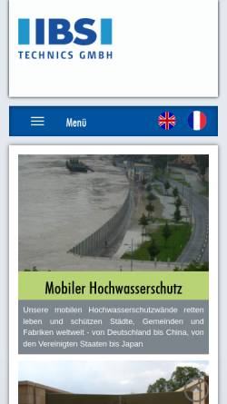 Vorschau der mobilen Webseite www.hochwasserschutz.de, IBS Planungs- und Vertriebsgesellschaft mbH