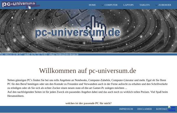 Vorschau von pc-universum.de, Webdesign and more - O.B.S. Widera