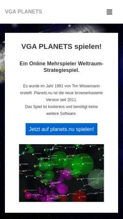 Vorschau der mobilen Webseite www.vgaplanets.de, Vgaplanets - Planets, Weltraum, Strategie, Mehrspieler