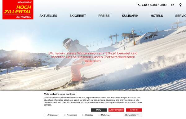 Vorschau von www.hochzillertal.com, Skiregion Hochfügen und Hochzillertal