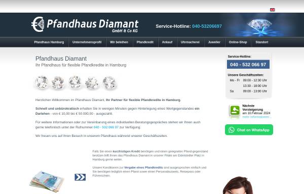 Vorschau von www.pfandhaus-diamant.de, Pfandhaus Diamant GmbH & Co KG