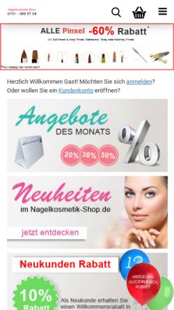 Vorschau der mobilen Webseite www.nagelkosmetik-shop.de, Schwaben Nails