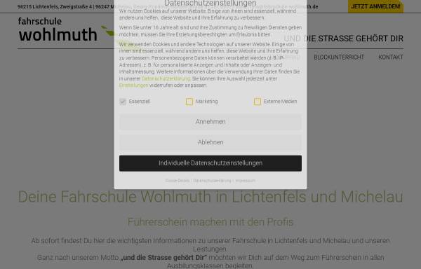 Vorschau von www.fahrschule-wohlmuth.de, Fahrschule Wohlmuth