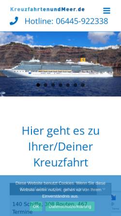 Vorschau der mobilen Webseite www.kreuzfahrtenundmeer.de, Reisebörse Burkhardt [35641 Schöffengrund]