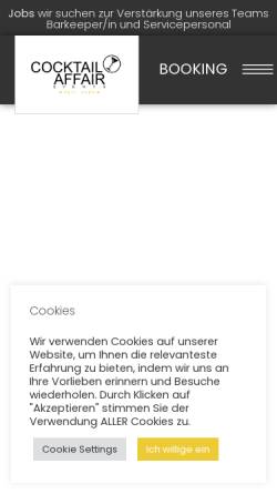 Vorschau der mobilen Webseite cocktailaffair.de, Cocktail Affair Events