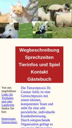 Vorschau der mobilen Webseite www.tierarzt-julitz.de, Tierarztpraxis Dr. Gunnar Julitz