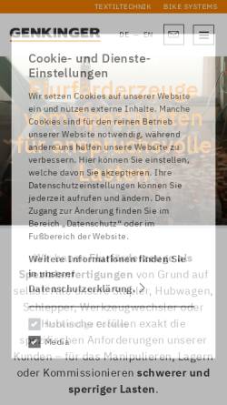 Vorschau der mobilen Webseite www.genkinger.de, Genkinger Hebe- und Fördertechnik GmbH