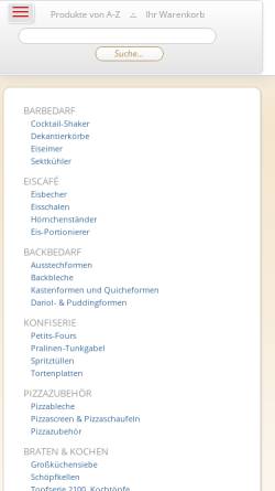 Vorschau der mobilen Webseite www.edelstahl-in-bestform.de, Gastronomie-Fachhandel Luboch