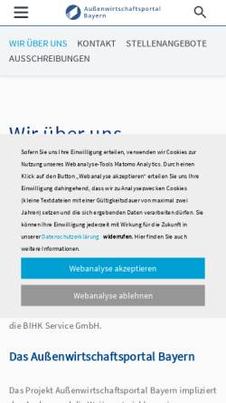 Vorschau der mobilen Webseite www.awz-bayern.de, Aussenwirtschaftsportal Bayern - BIHK Service GmbH