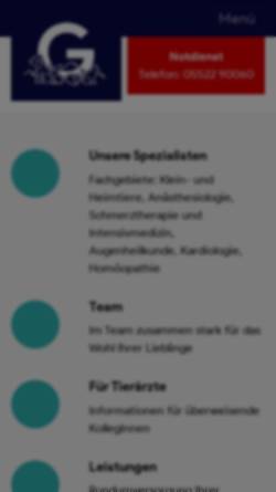 Vorschau der mobilen Webseite tgz-suedharz.de, Tierärztliche Klinik für Kleintiere Dr. Thomas Grammel