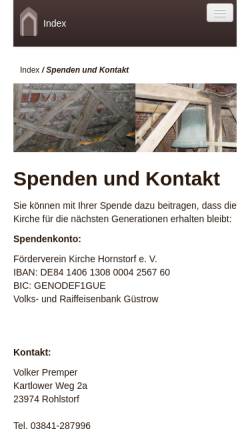 Vorschau der mobilen Webseite www.kirchehornstorf.org, Kirche Hornstorf