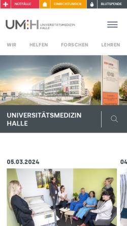 Vorschau der mobilen Webseite www.medizin.uni-halle.de, Hallesche Beiträge zu den Gesundheits- und Pflegewissenschaften