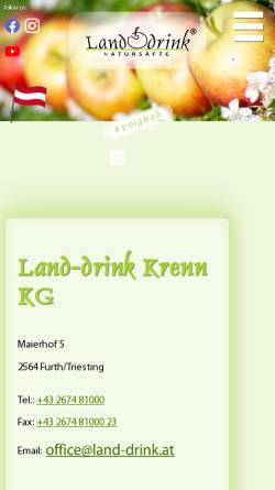 Vorschau der mobilen Webseite www.land-drink.at, Land Drink Krenn KG