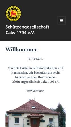 Vorschau der mobilen Webseite www.sg-calw.de, Schützengesellschaft Calw 1794 e.V.