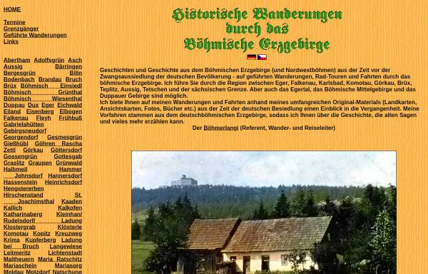 Vorschau von www.boehmisches-erzgebirge.cz, Wanderungen im Böhmischen Erzgebirge