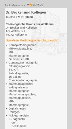 Vorschau der mobilen Webseite www.radiologie-am-wollhaus.de, Radiologie am Wollhaus Heilbronn