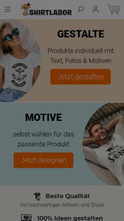 Vorschau der mobilen Webseite www.shirtlabor.de, Shirtlabor GmbH