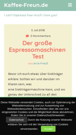 Vorschau der mobilen Webseite kaffee-freun.de, Kaffee-Freunde