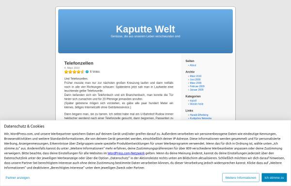 Vorschau von weltkaputt.wordpress.com, Kaputte Welt
