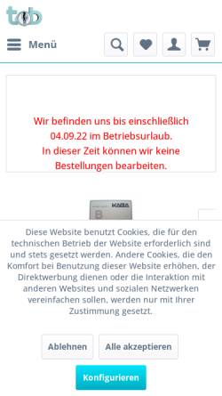Vorschau der mobilen Webseite www.tob-shop.de, tob André Neumann e.K.