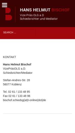 Vorschau der mobilen Webseite www.schiedsgericht-mediation.de, Hans Helmut Bischof - Vize Präs OLG a.D.