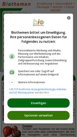 Vorschau der mobilen Webseite www.biothemen.de, Biothemen