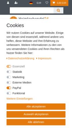 Vorschau der mobilen Webseite heimtexhandel.de, Heimtextilien, Borghorster Frottierweberei Reygers GmbH & Co. KG