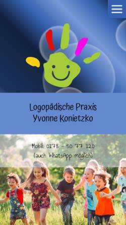 Vorschau der mobilen Webseite www.logopaedie-konietzko.de, Logopädische Praxis Yvonne Konietzko