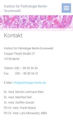 Vorschau der mobilen Webseite www.pathologie-berlinmitte.de, Dres. med. Andreas Popp & Manfred Sell