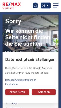 Vorschau der mobilen Webseite franchise.remax.de, Re/Max Die Immobilienmakler