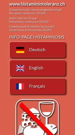 Vorschau der mobilen Webseite www.histaminintoleranz.ch, Schweizerische Interessengemeinschaft Histamin-Intoleranz