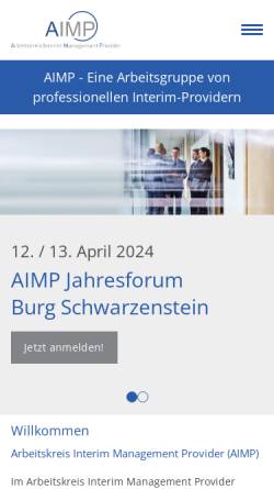 Vorschau der mobilen Webseite www.aimp.de, AIMP - Arbeitskreis Interim Management Provider