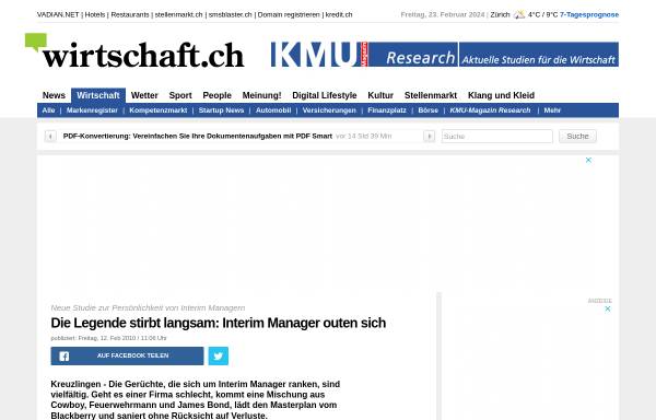 Vorschau von www.wirtschaft.ch, Wirtschaft.ch - Die Legende stirbt langsam: Interim Manager outen sich
