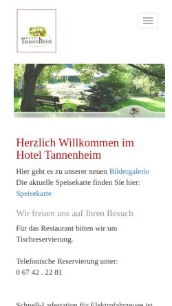 Vorschau der mobilen Webseite www.hotel-tannenheim.de, Hotel Tannenheim