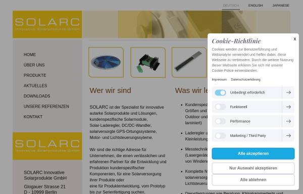 Vorschau von www.solarc.de, Solarc Innovative Solarprodukte GmbH