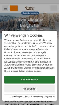 Vorschau der mobilen Webseite www.wannenkopfhuette.de, Wannenkopfhütte
