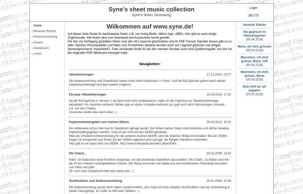 Vorschau von www.syne.de, Syne's Noten Sammlung