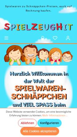 Vorschau der mobilen Webseite www.spielzeughit.de, Hits für Kids Spielwarenmarkt GmbH