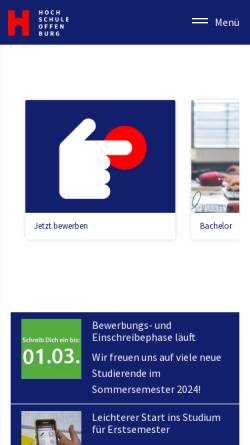 Vorschau der mobilen Webseite fh-offenburg.de, Bibliothek