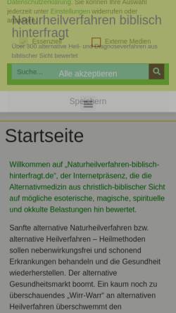 Vorschau der mobilen Webseite www.naturheilverfahren-biblisch-hinterfragt.de, Naturheilverfahren biblisch hinterfragt