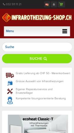 Vorschau der mobilen Webseite www.infrarotheizung-shop.ch, ecofort gmbh