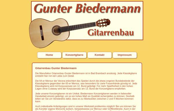 Vorschau von www.klassikgitarre-konzertgitarre.de, Gitarrenbau Gunter Biedermann