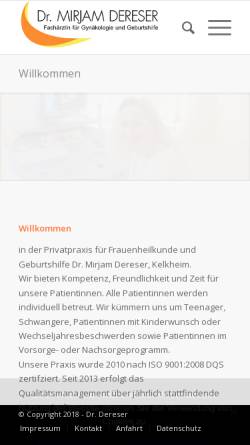 Vorschau der mobilen Webseite dr-dereser.de, Dereser, Dr. med. Mirjam